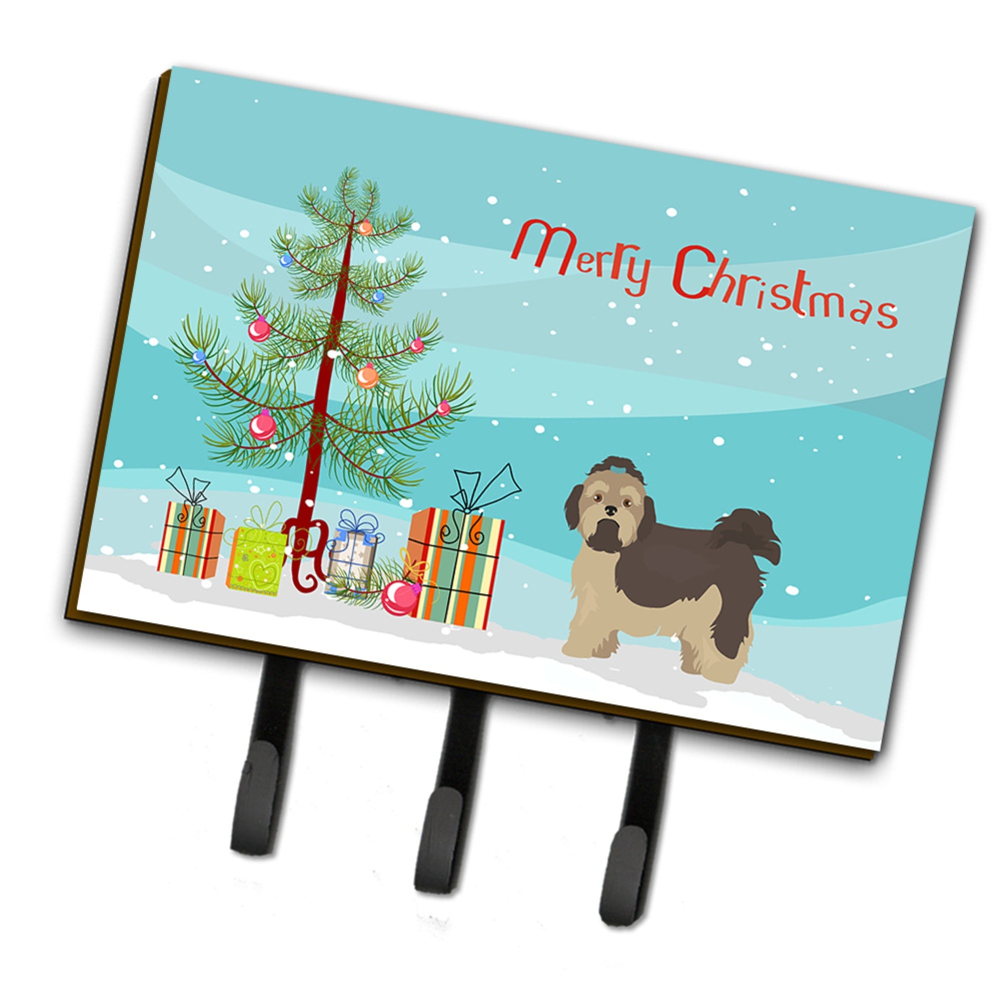 Caroline'S Treasures Russian Tsvetnaya Bolonka Lap Dog Christmas Tree Leash Or Key Holder Hooks, Multicolor